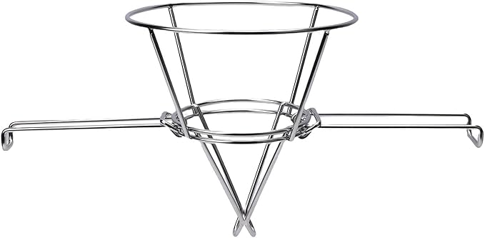 10 Inch Oil Filter Stand, 304 Stainless Steel Fryer Oil Filter Holder with Foldable Arms for Deep Fryers and Maple Syrup, Cooking Oil Strainer and Paper Filter Cone Rack