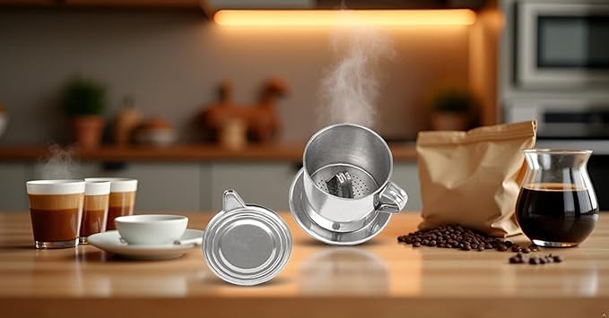 2 Set Vietnamese Coffee Filter Stainless Steel Coffee Pot Drip Infuse Cup Brewing Teapot No Need Paper Drip Coffee Pot Machine Filter Attractive processing