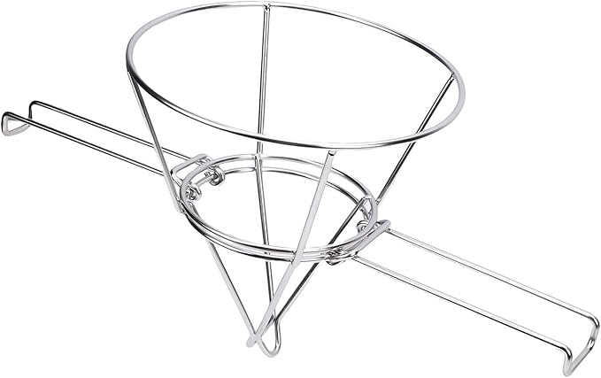 Focket Deep Fryer Oil Filter Stand, 304 Stainless Steel Cooking Oil Filter Strainer with Folding Arms, Maple Syrup Cone Filter Holder for Kitchens, Restaurants, Food Trucks