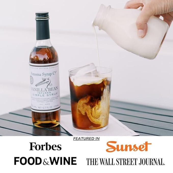 Sonoma Syrup Co. Vanilla Bean Infused Simple Syrup 12.7 fl oz | for Coffee, Tea, and Baking | Hand Crafted in the USA