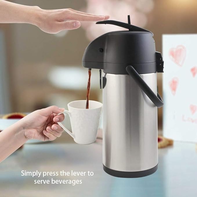 Airpot Coffee Dispenser Thermal with Pump,3L/102 Oz Insulated Stainless Steel Large Airpot Coffee Carafe Lever Action for Hot/Cold Water,Thermal Carafe for Hot Cocoa for Parties