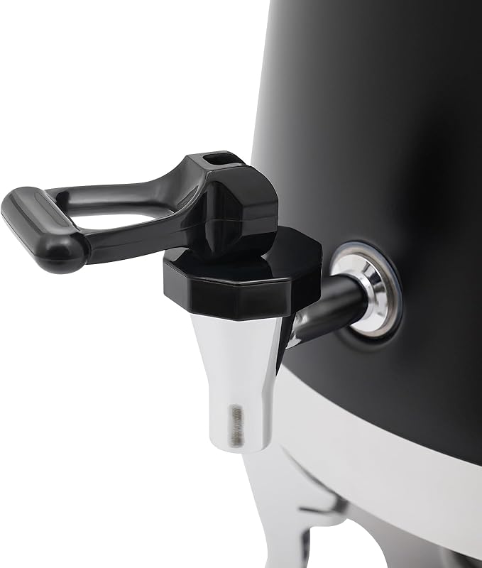 Stainless Steel Beverage Dispensers, Drink Dispenser with Fuel Holder & Base & Stainless Steel Faucet 3.4Gal Hot Beverage Dispenser, Commercial Coffee Urn for Hotels, Canteens（Silver, Black）