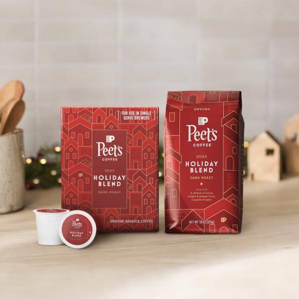 Peet's Coffee, Dark Roast Single Serve Coffee Pods - Holiday Blend 60 Count (6 Boxes of 10 Pods)