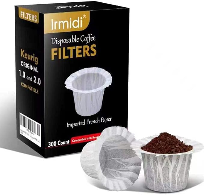 300 Count Disposable Coffee Filters Compatible with Keurig Brewers Single Serve 1.0 and 2.0, Use with Reusable K Cup Coffee Pods