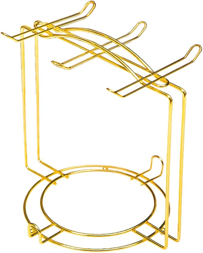 YY YEARCHY Coffee Mug Holder, Espresso Cups Holder Drainer Stand Metal Mug Tree Organizer with 6 Hook Hangers for Kitchen Counter and Tea Party (7.48 * 8.27", Gold)