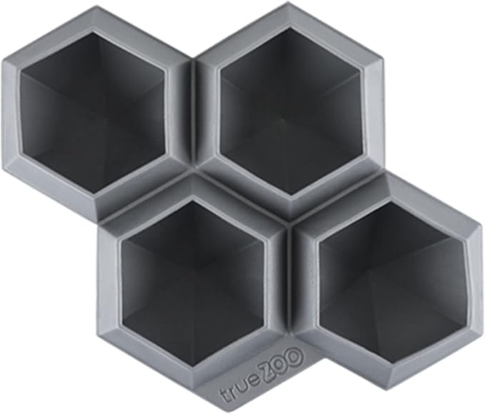 TrueZoo Jumbo Iced Out Diamond Ice Tray, Easy Release Silicone Ice Mold for Whiskey, Cocktails, Spirits, Iced Tea, Beverages, Bar Cart Accessories, Kitchen & Home Bar Gifts, Set of 1, Grey