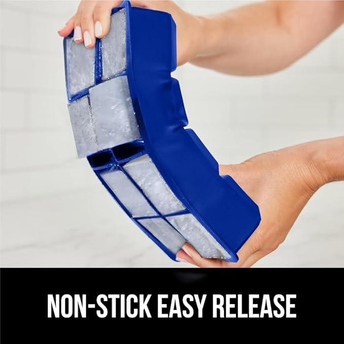 GORILLA GRIP Slow Melting Large Silicone Ice Cube Tray for Freezer, 2 Pack, Easy to Push 8 Giant Square Cubes, Use for Cocktails, Iced Coffee, Water Bottle, Puree, Kitchen Bar Essentials, Royal Blue