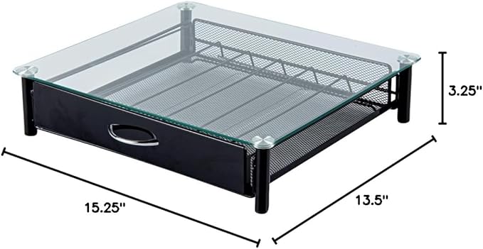 Restaurantware Restpresso 15.2 x 13.6 x 3.4 Inch Coffee Capsule Drawer, 1 Heavy-Duty Pod Drawer - Holds 36 K-Cups, Glass Top, Iron Espresso Pod Organizer, Mesh Tray, Pods Not Included