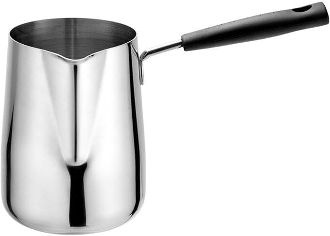 Turkish Coffee Pot 600ml Stainless Steel Milk Warmer Pot with Spout and Handle for Chocolate Coffee Milk Oil