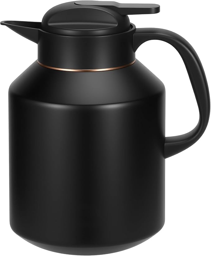 70 oz Thermal Coffee Carafe Insulated for Keeping Hot and Cold, Stainless Steel Thermal Coffee pot for Coffee, Tea, Water for Parties, Black