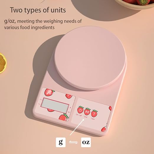 High Accuracy Digital Food Scale with Tare Function – Ideal for Kitchen, Coffee, Baking, and Food Prep – Measures in Grams and Ounces with Easy Unit Conversion (Pink, 3kg)