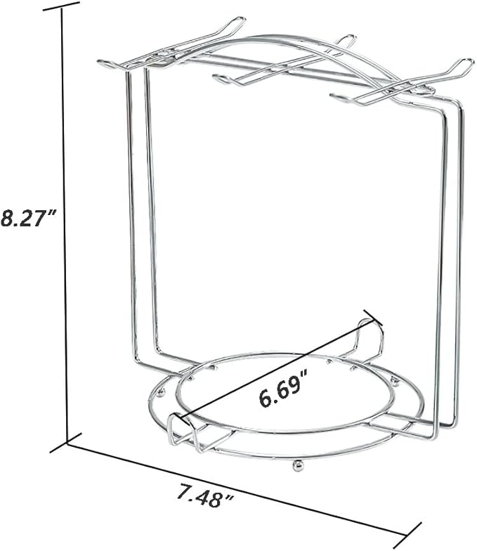 YY YEARCHY Coffee Mug Holder, Espresso Cups Holder Cup Drying Rack Cups Drainer Stand Metal Mug Tree Cups Organizer with 6 Hook Hangers for Kitchen Counter and Tea Party(7.48 * 8.27", Sliver)