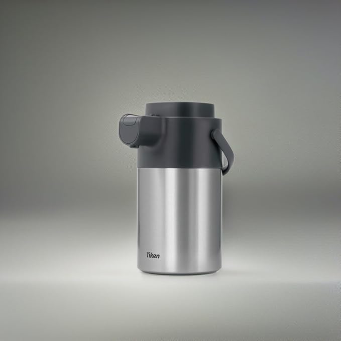 Tiken Airpot Coffee Dispenser with Pump - 102oz/3L Thermal Coffee Carafes for Hot Beverage - Stainless Steel Insulated Coffee Thermos Carafe, Silver