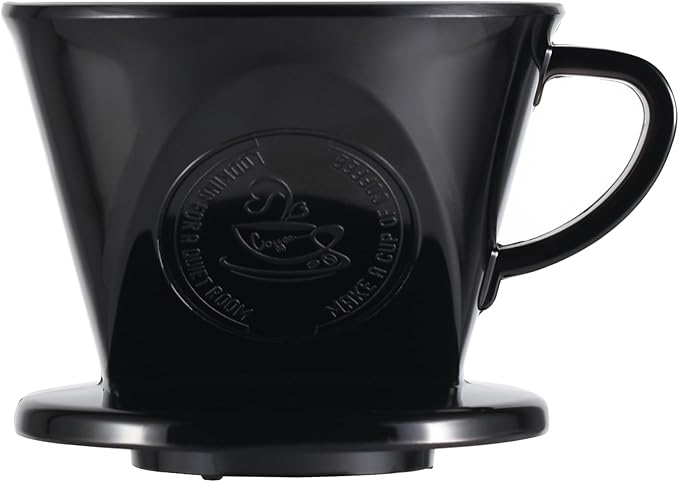 Melamine Pour Over Coffee Maker with 3 Drip Holes, Pour Over Coffee Dripper For Camping, Home, Café, Size 02 (Black)