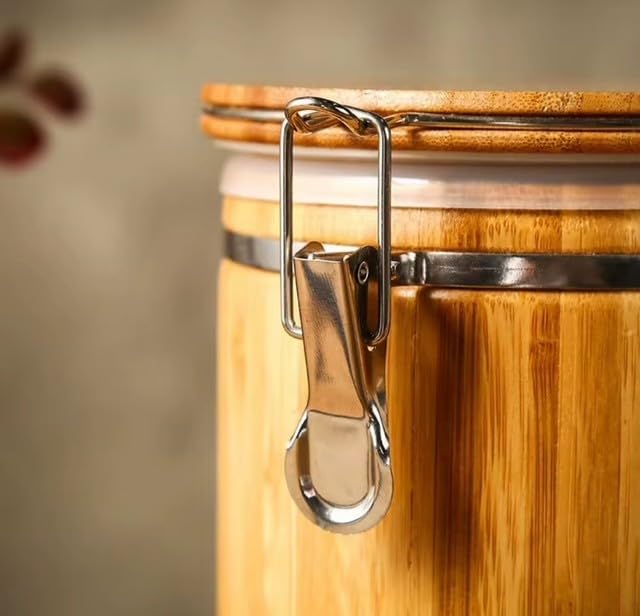 Nature’s Pantry Gift Set – 3 Bamboo Airtight Canisters for Tea, Coffee & Sugar – Storage Jars with Chalk Labels & Marker – Premium Sage Green Gift Box