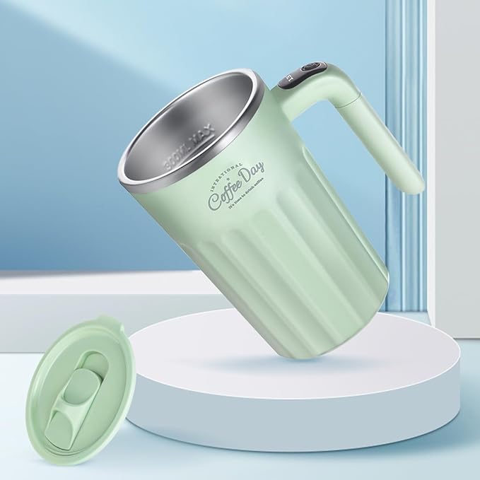 Drink Stirrer,Self Stirring Mug,Self Stirring Coffee Mug,Suitable for Coffee, Milk, Cocoa and Other Beverages (Light Geen)