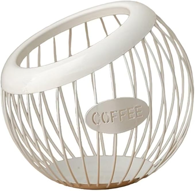 Coffee Pod Holder Large Capacity Coffee Pod Storage Metal Kitchen Countertop Organizer for Home Office White A