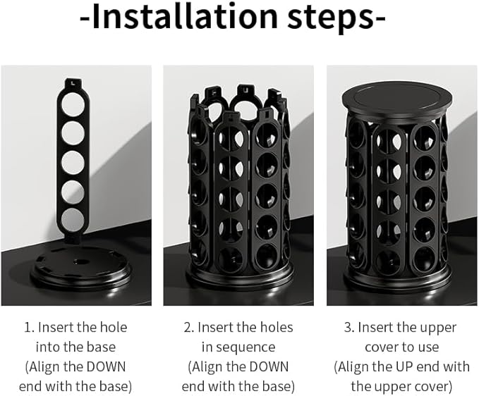 K Cups Holder,K Cup Carousel, Coffee Pods Storage Organizer Stand,New Modern Design, Home or Office Kitchen Counter Organizer（Capacity of 40 Pods, Black）