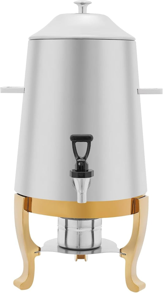 Stainless Steel Beverage Dispensers, Drink Dispenser with Fuel Holder & Base & Stainless Steel Faucet 3.4Gal Hot Beverage Dispenser, Commercial Coffee Urn for Hotels, Canteens（Gold Shelf）