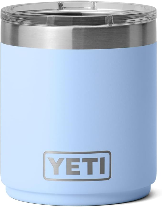 YETI Rambler 10 oz Stackable Lowball 2.0, Vacuum Insulated, Stainless Steel with MagSlider Lid, Big Sky Blue