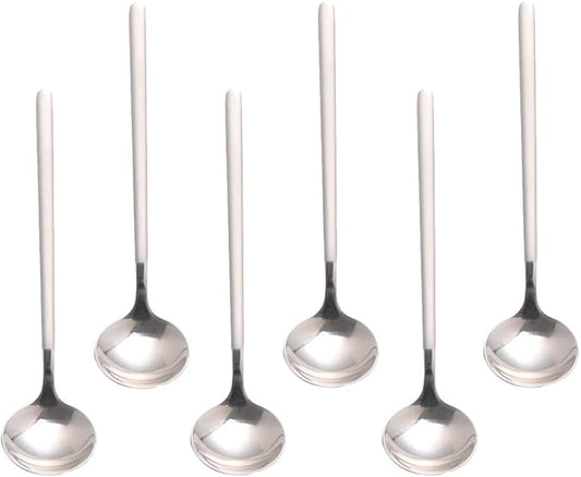 6 PCS Silver Coffee Spoons, 18/8 Stainless Steel Espresso Spoons, 5.2 Inches Vogue Mini Tea Spoon, Cappuccino Stirring Small Spoon for Dessert, Ice Cream, Frosted Handle, Sweejar(Silver)
