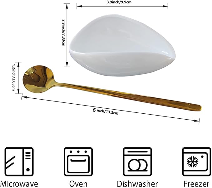 Coffee Spoon Rest, Mini Coffee Spoon Holder, Small Ceramic Spoon Rest for Coffee Stirrers, Teaspoon, Bar Spoon, Coffee Bar Accessories, Coffee Station (Ture white+Gold Spoon)