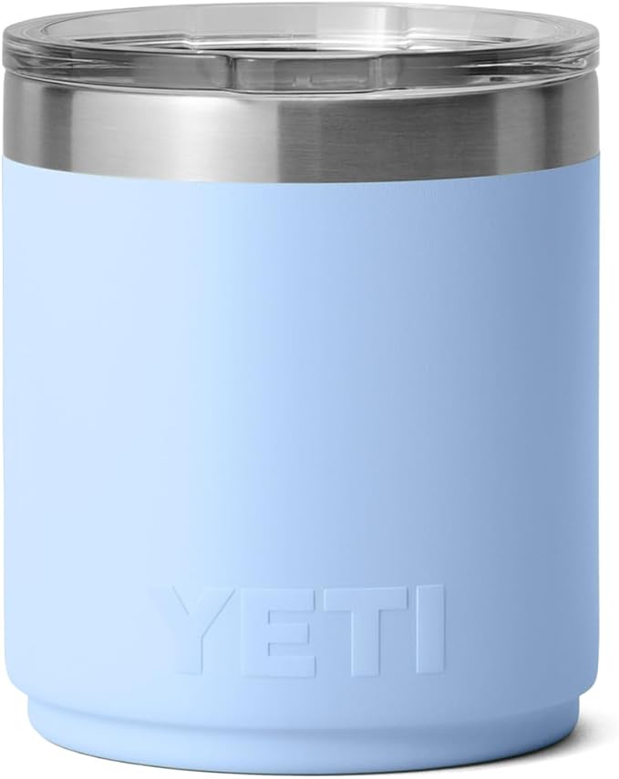 YETI Rambler 10 oz Stackable Lowball 2.0, Vacuum Insulated, Stainless Steel with MagSlider Lid, Big Sky Blue