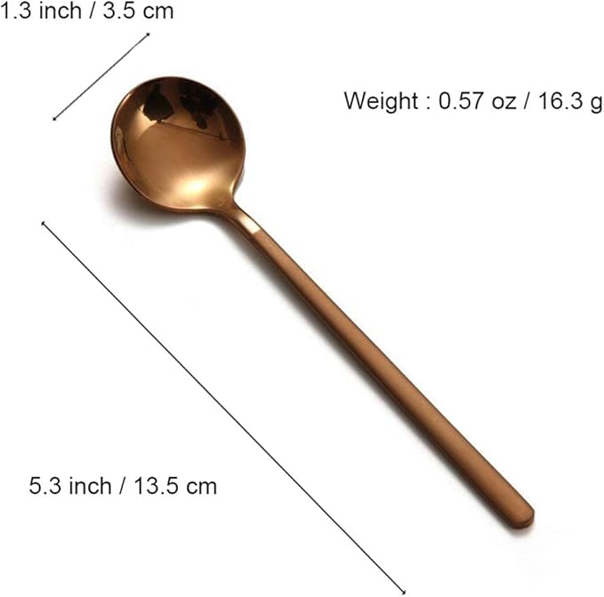 Espresso Spoons Set of 8 Matte Rose Gold Frosted Handle Stainless Steel Dessert Spoons for Espresso Tea Coffee Ice Cream Sugar Dessert Cake 5.3 Inch
