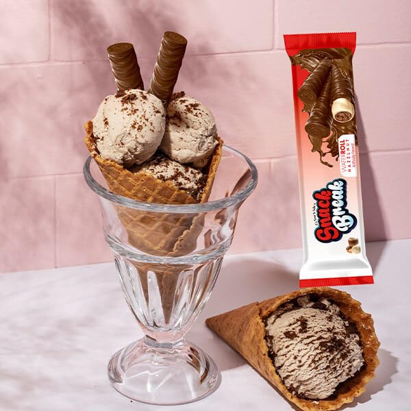 Snack Break Hazelnut Wafer Rolls, Rolled Wafer Cookies, Cocoa Coated Delicious Snack, Individually Wrapped, Crunchy Sticks for On-the-Go, Coffee, Tea, 24 Count (Pack of 12)