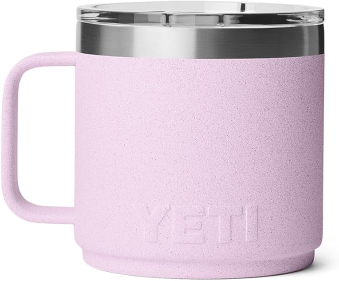 YETI Rambler 14 oz Ceramic Lined Stackable Mug, Vacuum Insulated, Stainless Steel with MagSlider Lid, Cherry Blossom