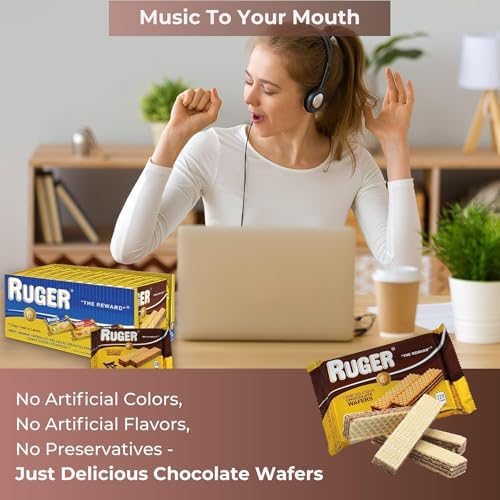 Ruger Wafers Austrian Chocolate Wafers, 2.125 Ounce (Pack of 12) - Crisp, Creamy, Delicious Chocolate Treats with Natural Ingredients and Extended Shelf Life, Perfect for Snacking, Desserts, and Anytime Indulgence