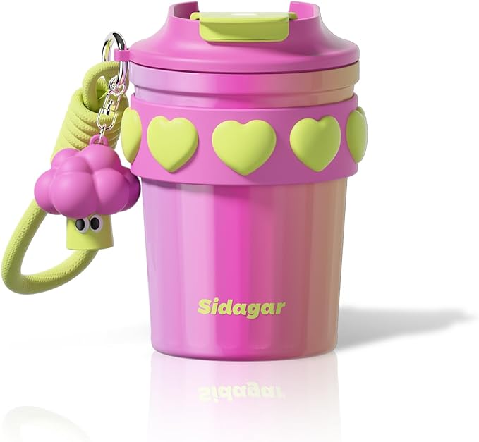 12 oz Travel Coffee Mug Spill Proof Leak Proof, Stainless Steel Thermal Coffee Cup with Lid, Resuable Cup for Hot and Cold, Portable Tumbler for Women, Rainbow