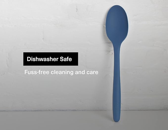 Misen Silicone Mixing Spoon - Professional-Grade, Dishwasher Safe - No Scratch Nonstick-Safe Kitchen Tool for Stirring, Scraping, and Serving - Stong, Durable, Heat Resistant - Blue