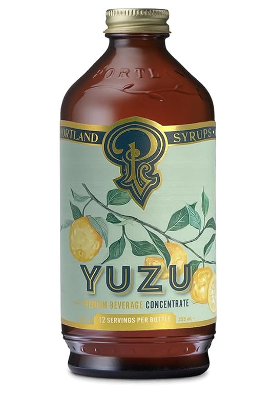 Portland Syrups Yuzu Syrup - Premium Beverage Concentrate for Delicious Cocktails, Mocktails, Tea, Soda, Coffee Drinks, Baking, and More - 12 oz with 12 Servings (Pack of 1)