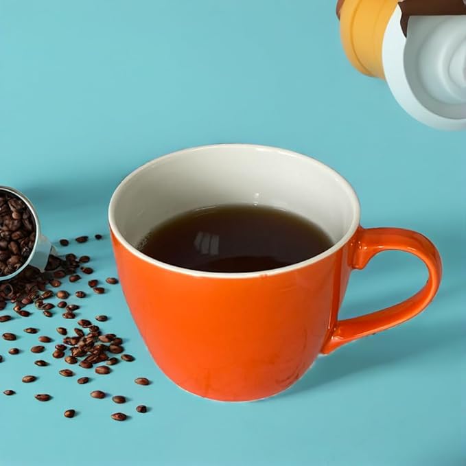 MECOWON 30 OZ Porcelain Coffee Mugs, Set of 2 Large Mugs for Soup, Cereal and Salad (Orange)