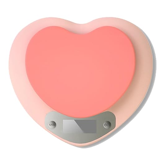 High Accuracy Digital Food Scale with Tare Function – Ideal for Kitchen, Coffee, Baking, and Food Prep – Measures in Grams and Ounces with Easy Unit Conversion (PinkHeart, 5kg)