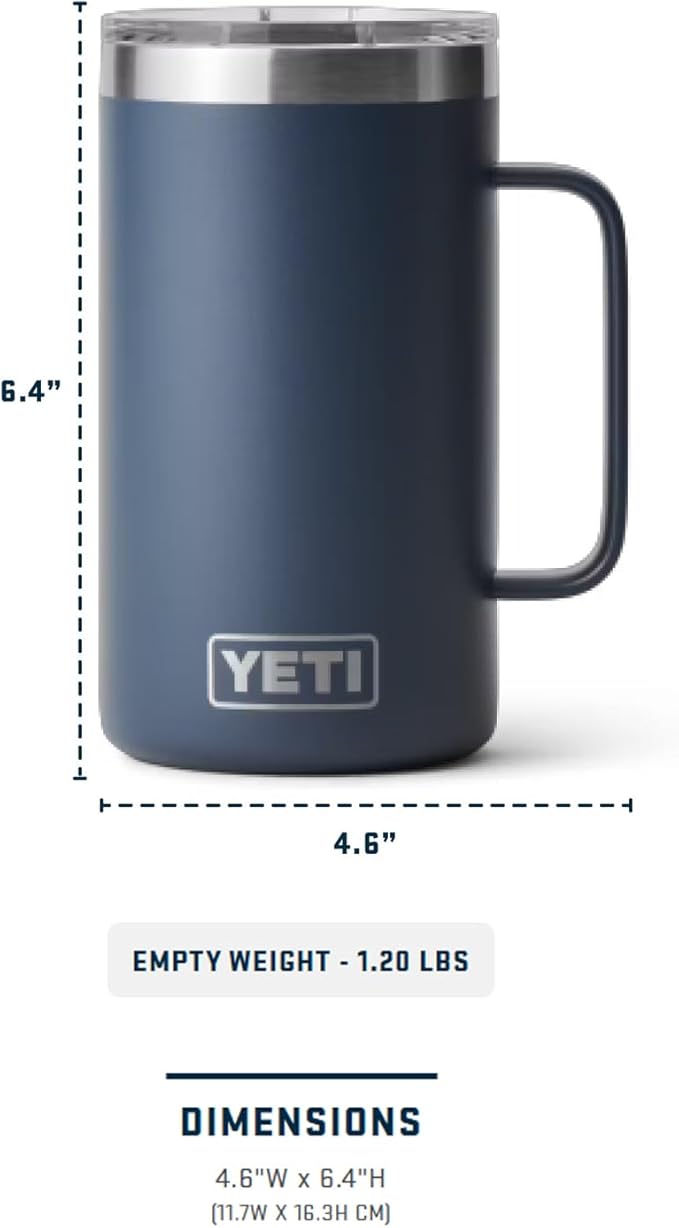 YETI Rambler 24 oz Mug, Vacuum Insulated, Stainless Steel with MagSlider Lid