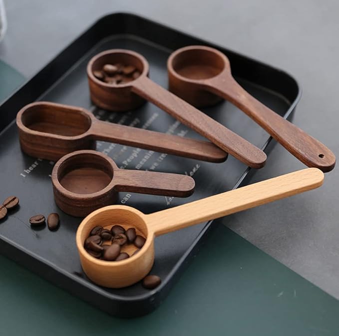 Coffee Scoop, Coffee Spoons,CISHNOU Korean Style Beech Wooden Coffee Ground Spoon, Measuring for Ground Beans or tea, Soup Cooking Mixing Stirrer Kitchen Tools Utensils, 1 Wooden Tea Scoop
