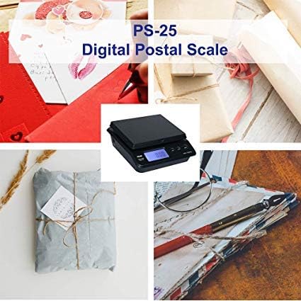 American Weigh Scales Digital Shipping Postal Scale, Package Postage ScaleBacklit LCD Screen55lbs. x 0.01lbs. (Black), PS-25