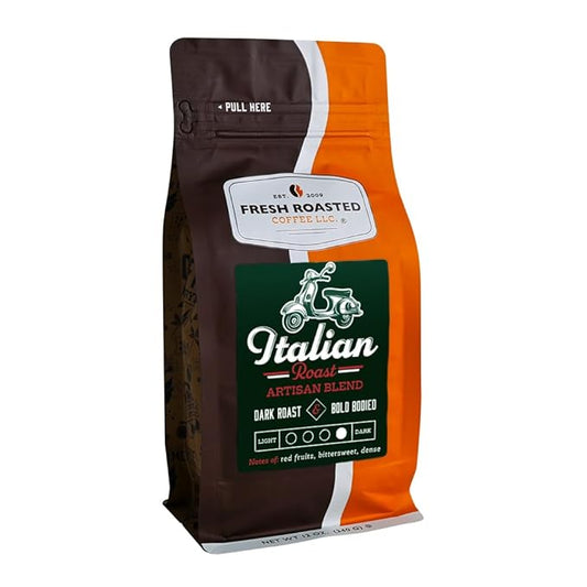 Fresh Roasted Coffee, Italian Roast, 12 oz, Dark, Kosher, Ground