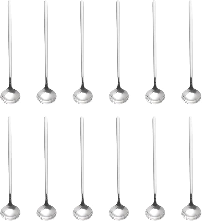 12 PCS Coffee Spoons, 18/8 Stainless Steel Espresso Spoons, 6.7 Inches Vogue Mini Tea Spoon, Cappuccino Stirring Small Spoon for Dessert, Ice Cream, Frosted Handle,Sweejar(Silver)