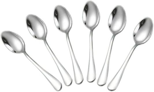 Wesdxc56 Demitasse Espresso Spoons, Mini Coffee Spoon, 5.5 Inches Stainless Steel Small Spoons for Dessert, Set of 6（Silver)