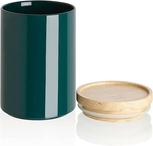 Sweejar Kitchen Canisters Ceramic Food Storage Jar, Stackable Containers with Airtight Seal Wooden Lid for Serving Coffee Bean, Flour, Tea, Cookies and More - 58 Fl Oz (Jade)