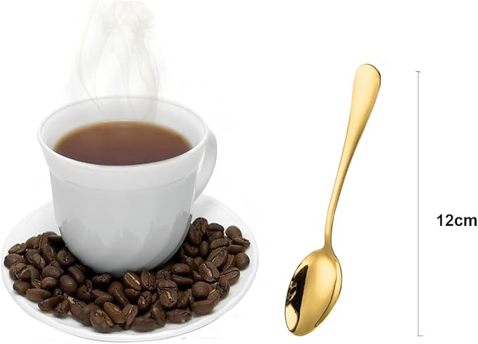 Wesdxc56 Demitasse Espresso Spoons, Mini Coffee Spoon, Stainless Steel Small Spoons for Dessert, Tea,Set of 6 (gold)