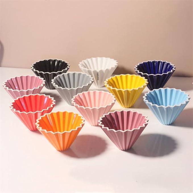 Ceramic Coffee Dripper Pour Over Coffee Maker with Wood Stand Elegant Flower Shape V60 Filter (blue)