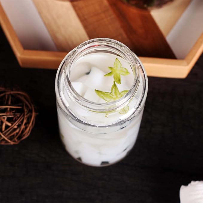 SAIOOL with Screw Cap (2-Units) kitchen jars, 580ML*2 Food Storage Canisters,Clear,Spice jars,Fermenting, Pickling, or DIY Decors and Projects, You Can even Use them for Freezing Desserts