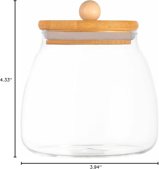 Glass Canister with Lid Glass Jar with Airtight Bamboo Lid 20 OZ Apothecary Jar 600ml (G-M)