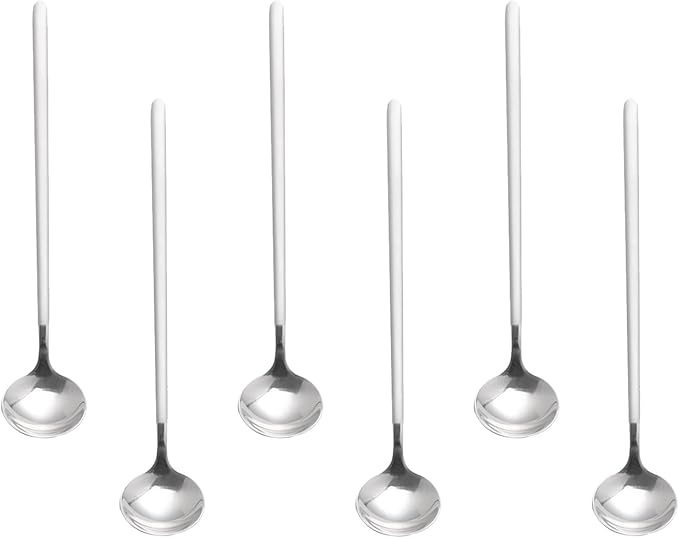 6 PCS Coffee Spoons, 18/8 Stainless Steel Espresso Spoons, 6.7 Inches Vogue Mini Tea Spoons, Cappuccino Stirring Spoons, Small Spoons for Dessert, Ice Cream, Frosted Handle,Sweejar(Silver)