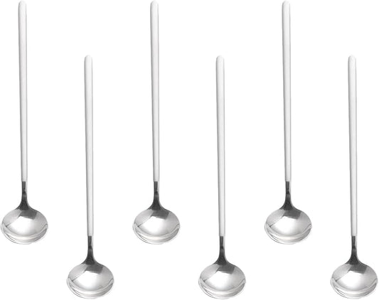6 PCS Coffee Spoons, 18/8 Stainless Steel Espresso Spoons, 6.7 Inches Vogue Mini Tea Spoons, Cappuccino Stirring Spoons, Small Spoons for Dessert, Ice Cream, Frosted Handle,Sweejar(Silver)