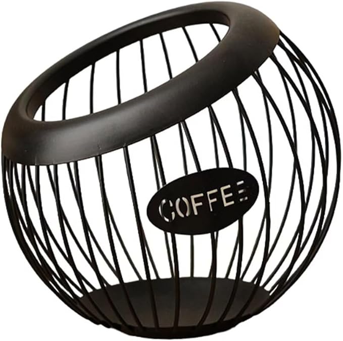 Coffee Pod Holder Large Capacity Coffee Pod Storage Metal Kitchen Countertop Organizer for Home Office Black A
